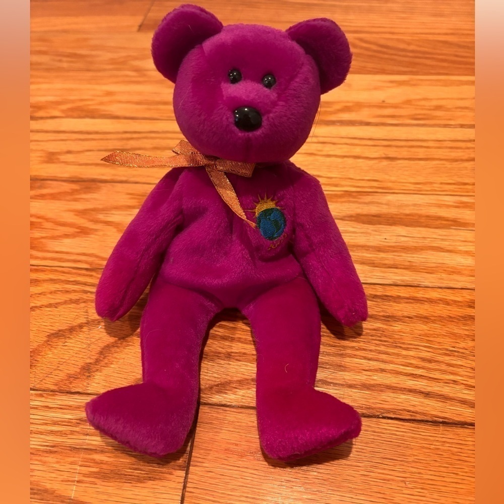 Millennium Bear Ty Beanie Baby Plush Collectible Original Teddy World Embroidery